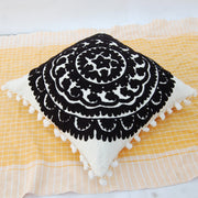 Black Woolen Embroidered Cushions Suzani Pillow Cover